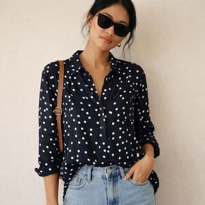 Majora | Polka Dot Women's Top - Black and White, Size L